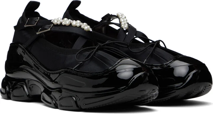 Simone Rocha Black Beaded Tracker Ballerina Sneakers - Image 4