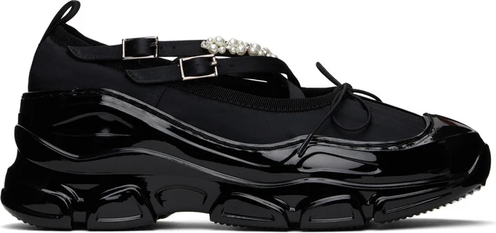 Simone Rocha Black Beaded Tracker Ballerina Sneakers