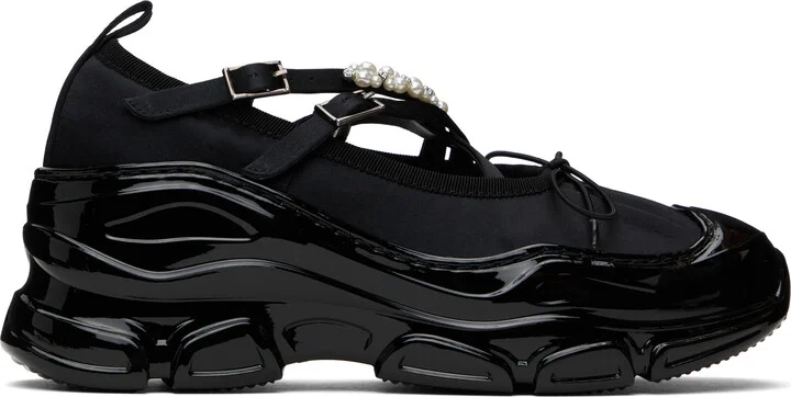 Simone Rocha Black Beaded Tracker Ballerina Sneakers