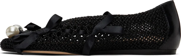 Simone Rocha Black Bell Charm Crochet Ballerina Flats - Image 3