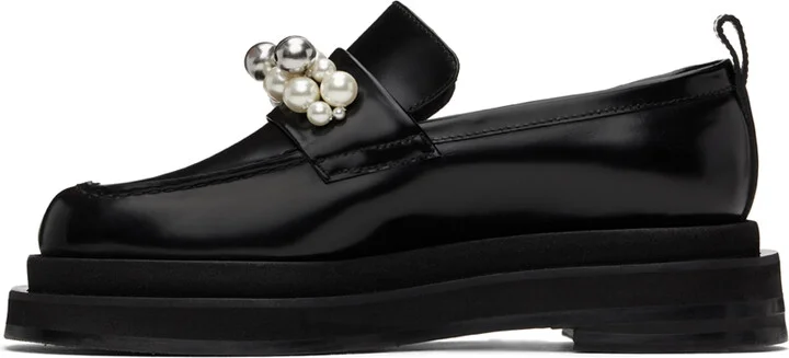 Simone Rocha Black Bell Charm Heart Toe Platform Loafers - Image 3