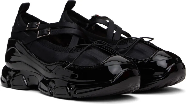 Simone Rocha Black Classic Criss Cross Tracker Ballerina Flats - Image 4