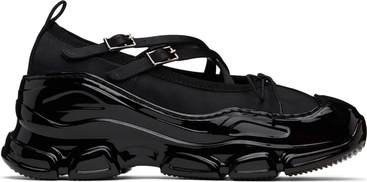 Simone Rocha Black Classic Criss Cross Tracker Ballerina Flats