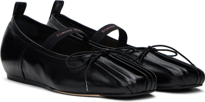 Simone Rocha Black Classic Logo Band Ballerina Flats - Image 4