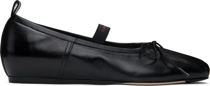 Simone Rocha Black Classic Logo Band Ballerina Flats