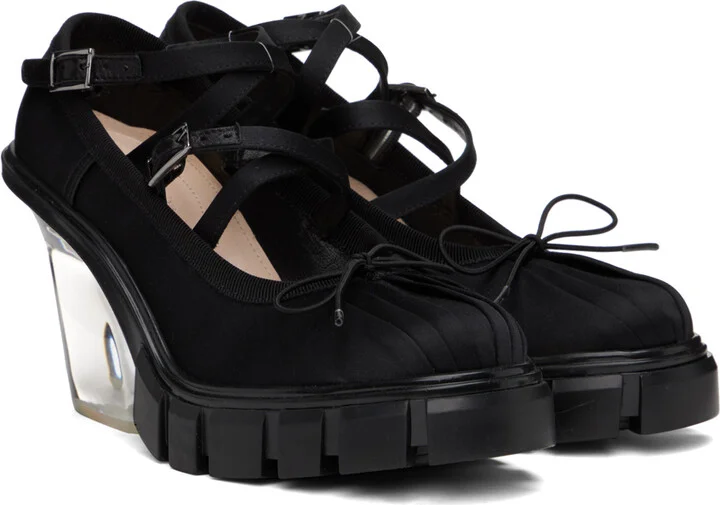 Simone Rocha Black Criss-Cross Ballerina Heels - Image 4