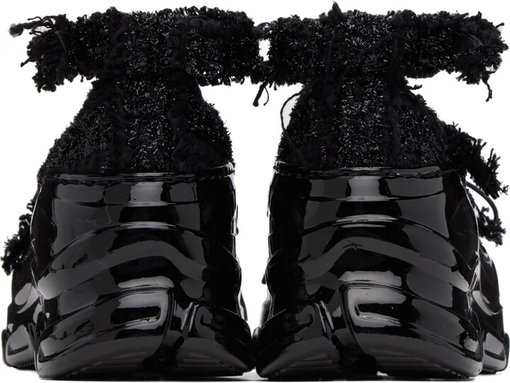 Simone Rocha Black Criss-Cross Tracker Ballerina Flats - Image 2