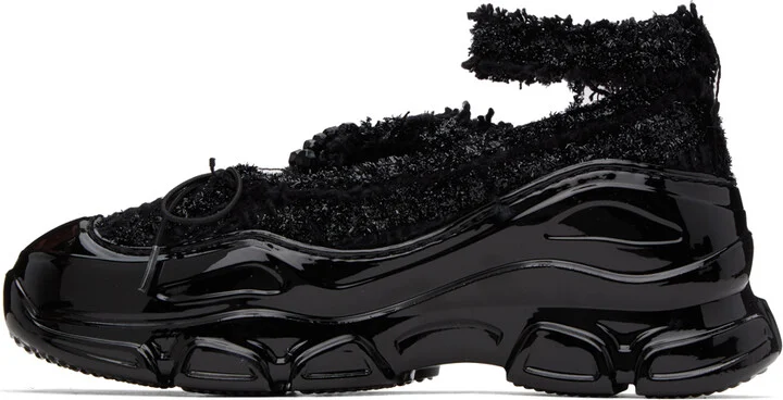 Simone Rocha Black Criss-Cross Tracker Ballerina Flats - Image 3