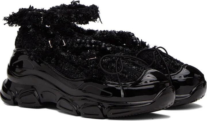Simone Rocha Black Criss-Cross Tracker Ballerina Flats - Image 4