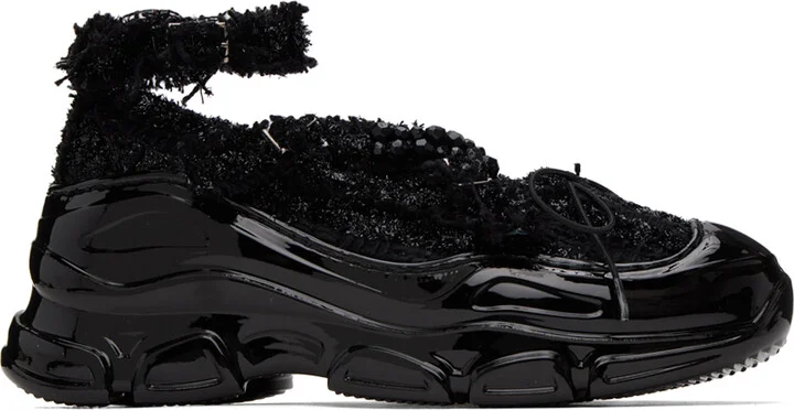 Simone Rocha Black Criss-Cross Tracker Ballerina Flats