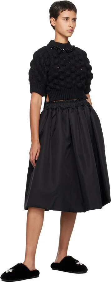 Simone Rocha Black Embellished Furry Slippers - Image 5