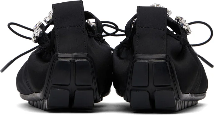 Simone Rocha Black Embellished Grip Ballerina Flats - Image 2