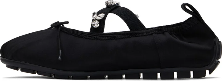 Simone Rocha Black Embellished Grip Ballerina Flats - Image 3