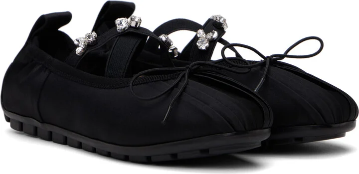 Simone Rocha Black Embellished Grip Ballerina Flats - Image 4