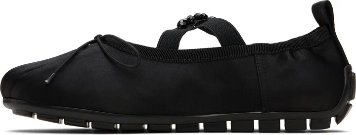 Simone Rocha Black Embellished Grip Ballerina Flats - Image 3