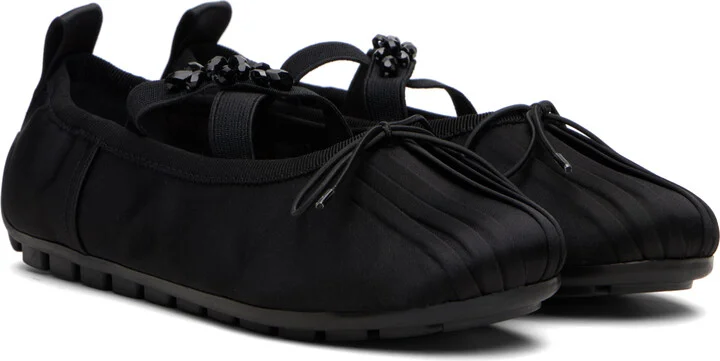 Simone Rocha Black Embellished Grip Ballerina Flats - Image 4