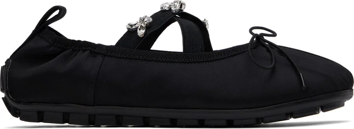 Simone Rocha Black Embellished Grip Ballerina Flats