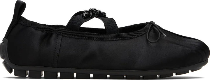 Simone Rocha Black Embellished Grip Ballerina Flats