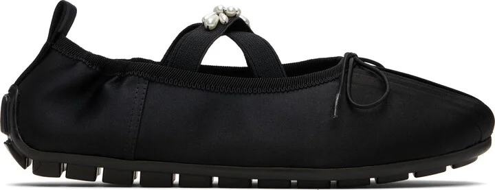 Simone Rocha Black Embellished Grip Ballerina Flats