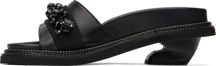 Simone Rocha Black Embellished Slides - Image 3