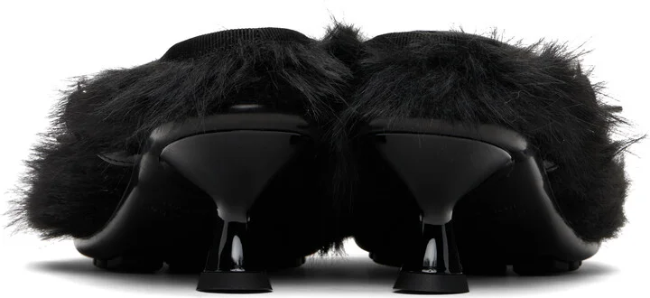 Simone Rocha Black Faux Fur Grip Mule Heels - Image 2