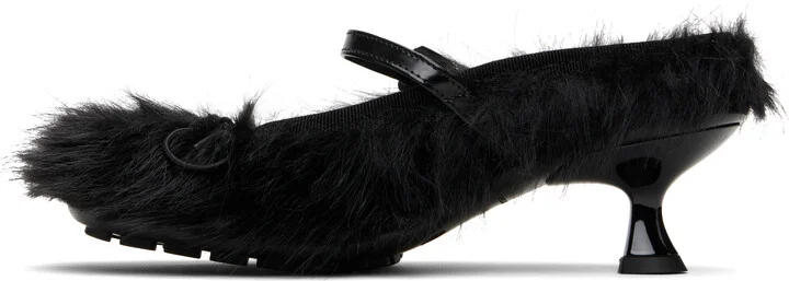 Simone Rocha Black Faux Fur Grip Mule Heels - Image 3
