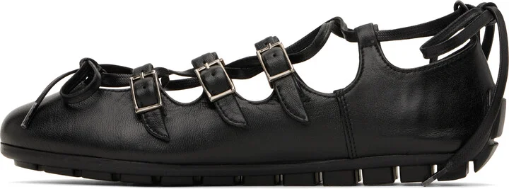 Simone Rocha Black Ghillie Grip Ballerina Flats - Image 3