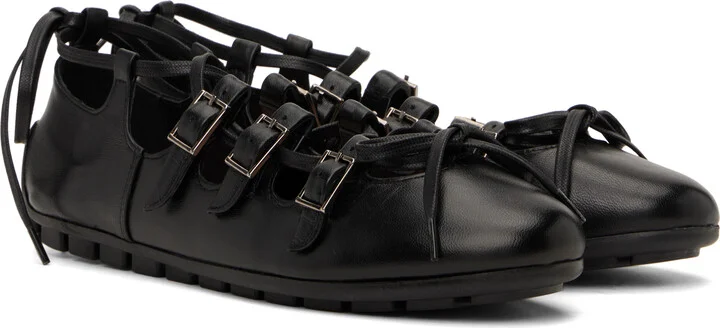 Simone Rocha Black Ghillie Grip Ballerina Flats - Image 4