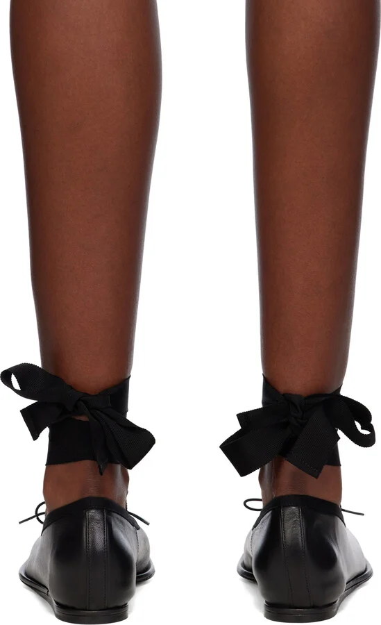 Simone Rocha Black Heart Toe Ribbon Bow Ballerina Flats - Image 2
