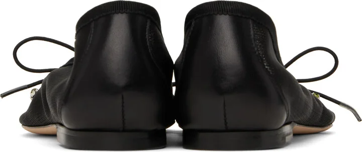 Simone Rocha Black Mesh Embellished Ballerina Flats - Image 2