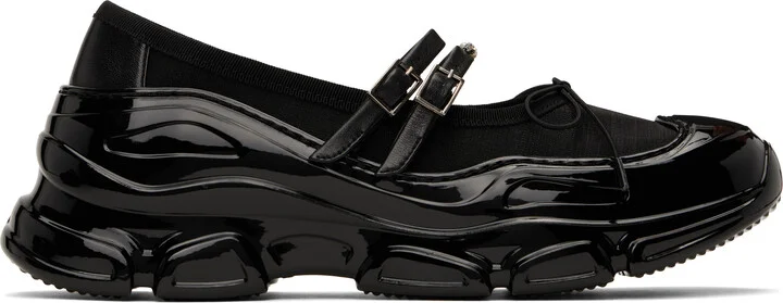 Simone Rocha Black Mesh Tracker Ballerina Flats