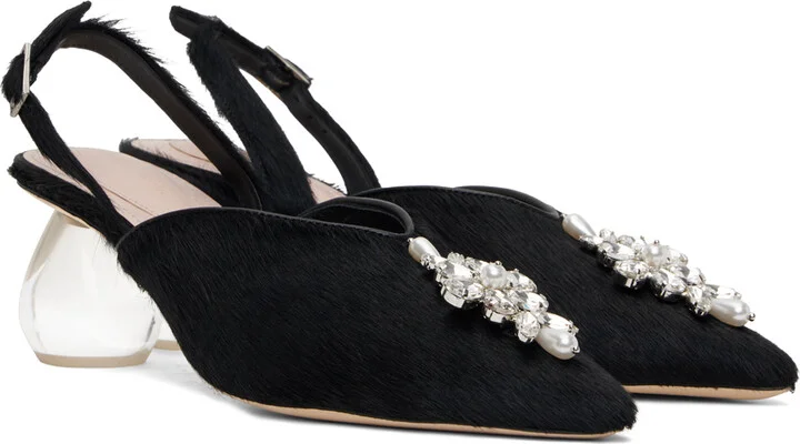 Simone Rocha Black Pointed Slingback Heels - Image 4