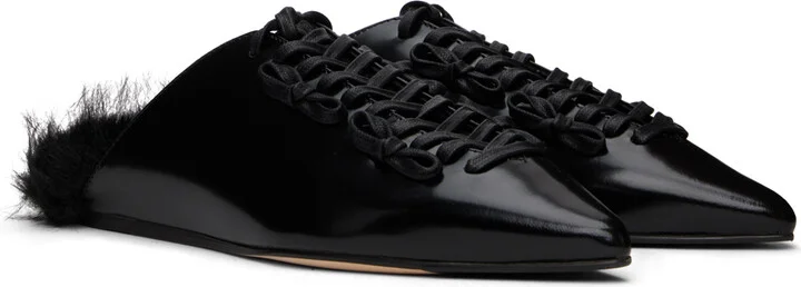 Simone Rocha Black Pointed-Toe Faux-Fur Slippers - Image 4