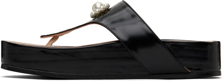 Simone Rocha Black Thong Sandals - Image 3