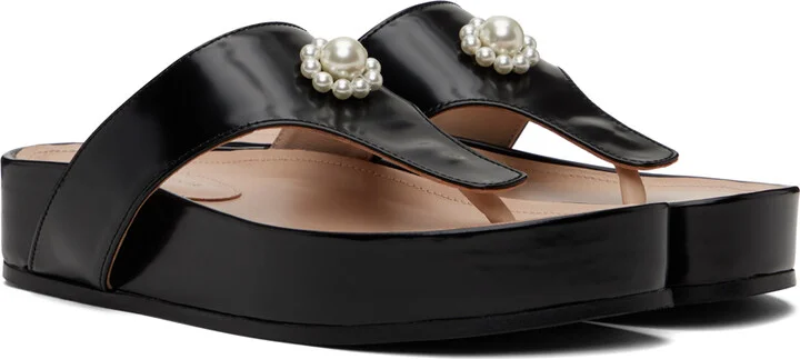 Simone Rocha Black Thong Sandals - Image 4