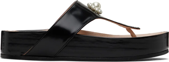 Simone Rocha Black Thong Sandals