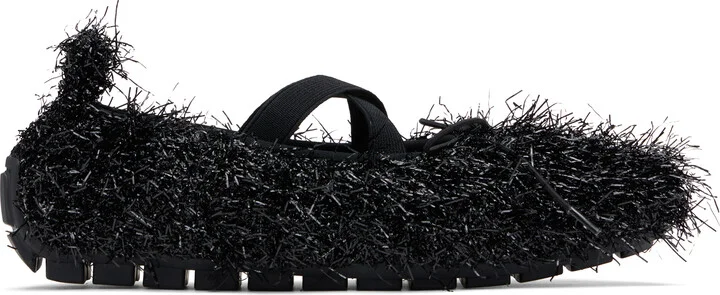 Simone Rocha Black Tinsel Grip Ballerina Flats