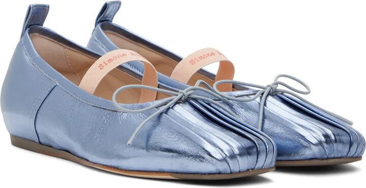 Simone Rocha Blue Classic Logo Band Ballerina Flats - Image 4