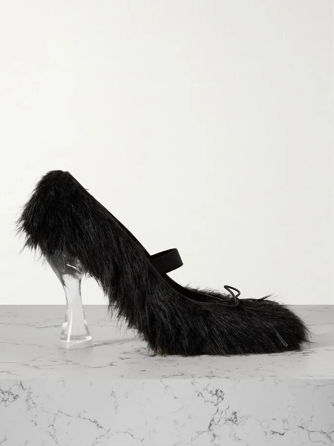 Simone Rocha - Bow-embellished Faux-fur Pumps - Black