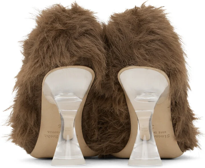 Simone Rocha Brown Faux-Fur Ballerina Heels - Image 2