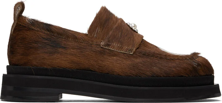 Simone Rocha Brown Heart Toe Platform Loafers