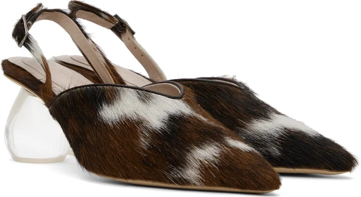 Simone Rocha Brown Pointed Slingback Heels - Image 4