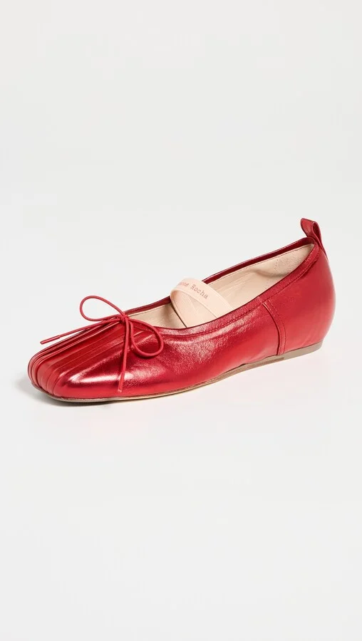 Simone Rocha Classic Pleated Ballerina Flats With Band - Image 2