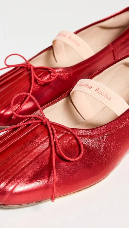 Simone Rocha Classic Pleated Ballerina Flats With Band - Image 3
