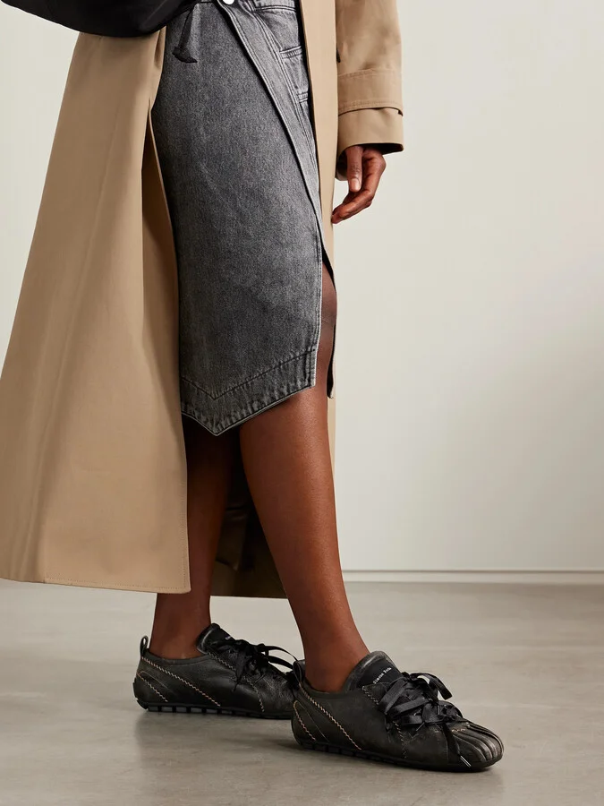 Simone Rocha - Cracked-leather Sneakers - Brown - Image 2