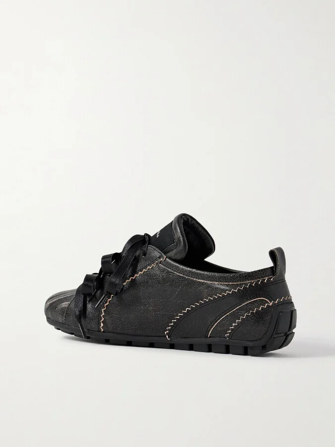 Simone Rocha - Cracked-leather Sneakers - Brown - Image 3