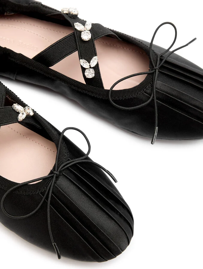 Simone Rocha Embellished Ballerina Grip Satin Flats - Image 3