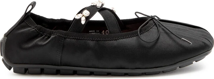 Simone Rocha Embellished Ballerina Grip Satin Flats