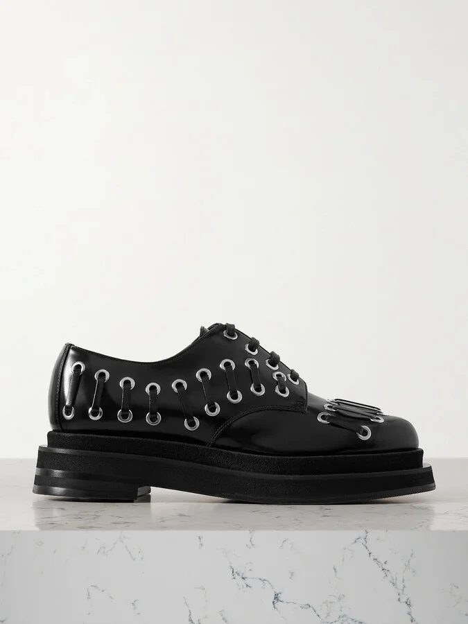Simone Rocha - Embellished Leather Platform Brogues - Black