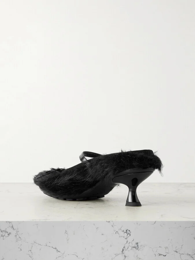 Simone Rocha - Leather-trimmed Plush Pumps - Black - Image 3